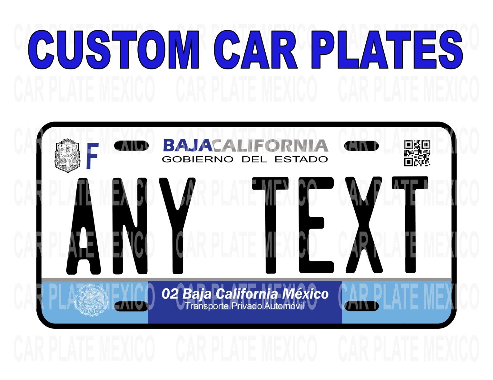 CUSTOM CAR PLATE  BAJA CALIFORNIA NORTE / Placa Carro Mexico States/ Placa BCN