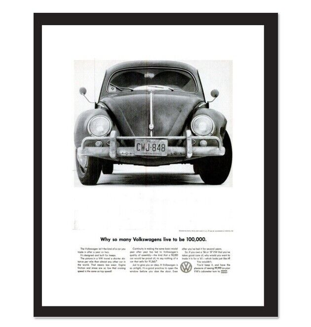 LIFE MAGAZINE - FRAMED ORIGINAL AD - 1960 VW BUG AD
