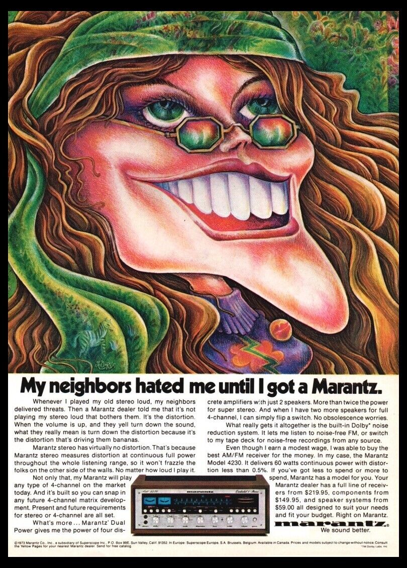 1973 Marantz 4230 Psychedelic Art  print ad /mini poster Original Vintage 1970s