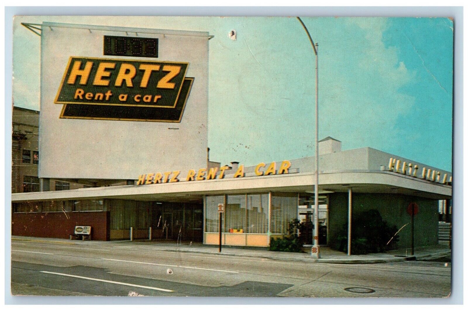 Miami Florida FL Postcard Hertz Rent Car New Miami Office 1962 Vintage Antique