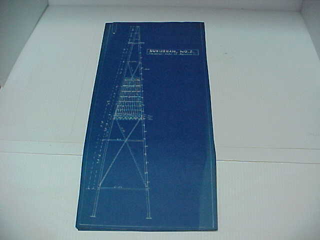 Vintage Industrial Heller-Aller Blueprint Water tower Structure