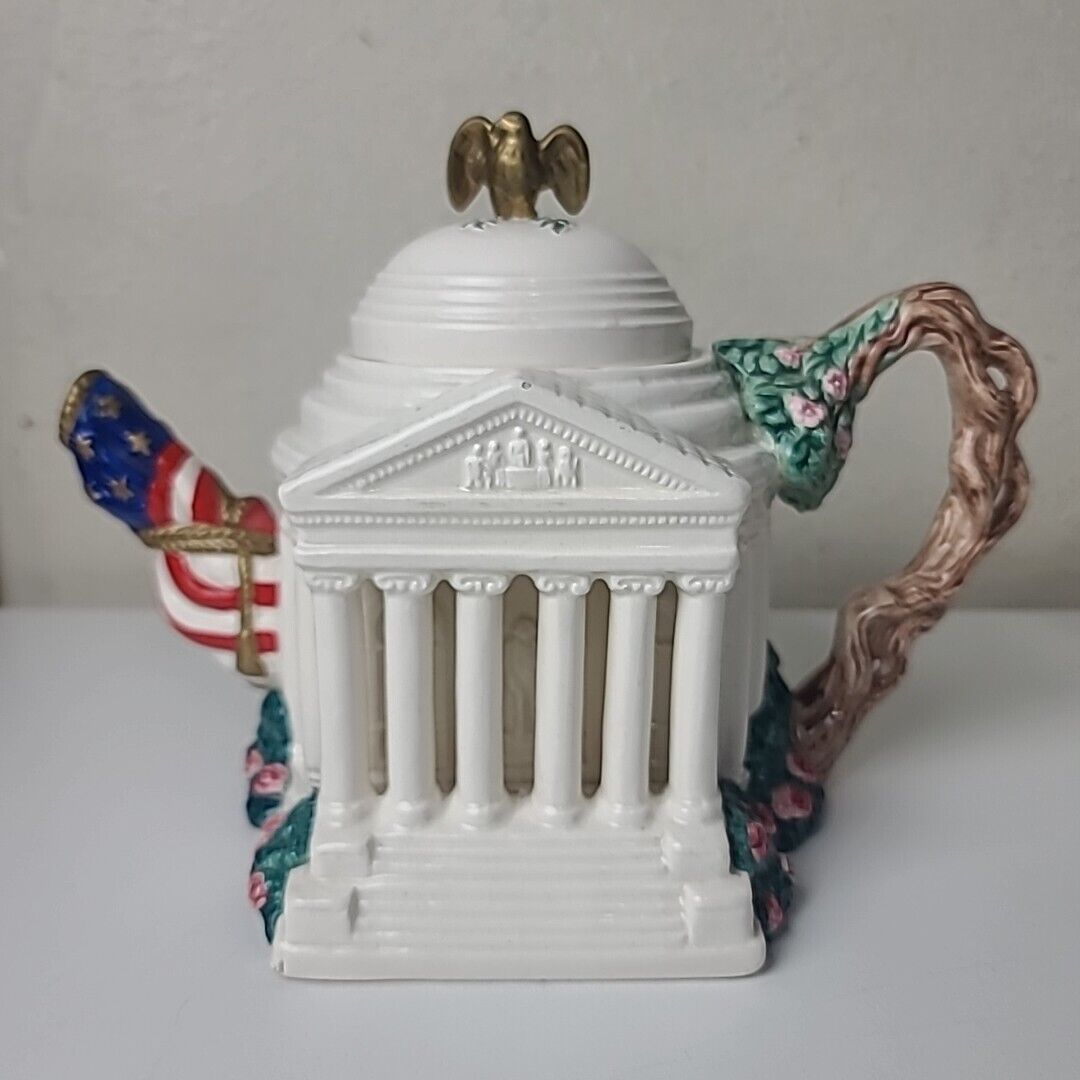 1995 Fitz and Floyd Tea Pot The Jefferson Memorial Numbered 957 Of 5000