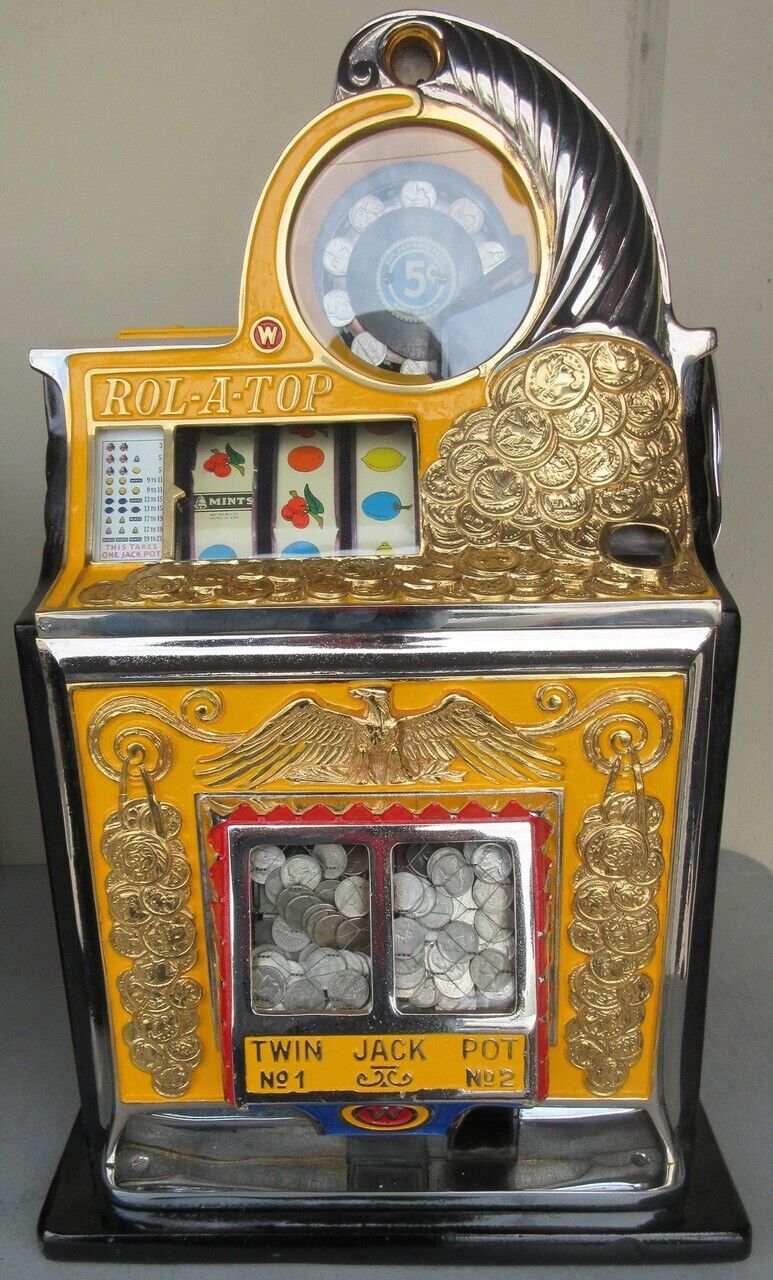 Watling 5c Coin Front Twin Jackpot Rol-A-Top Slot Machine