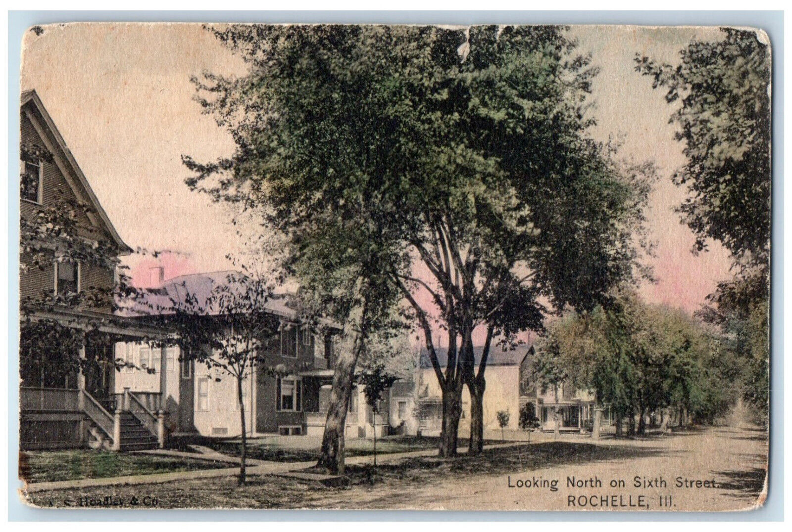 c1910 Looking North on Sixth Street Rochelle Illinois IL Antique Postcard