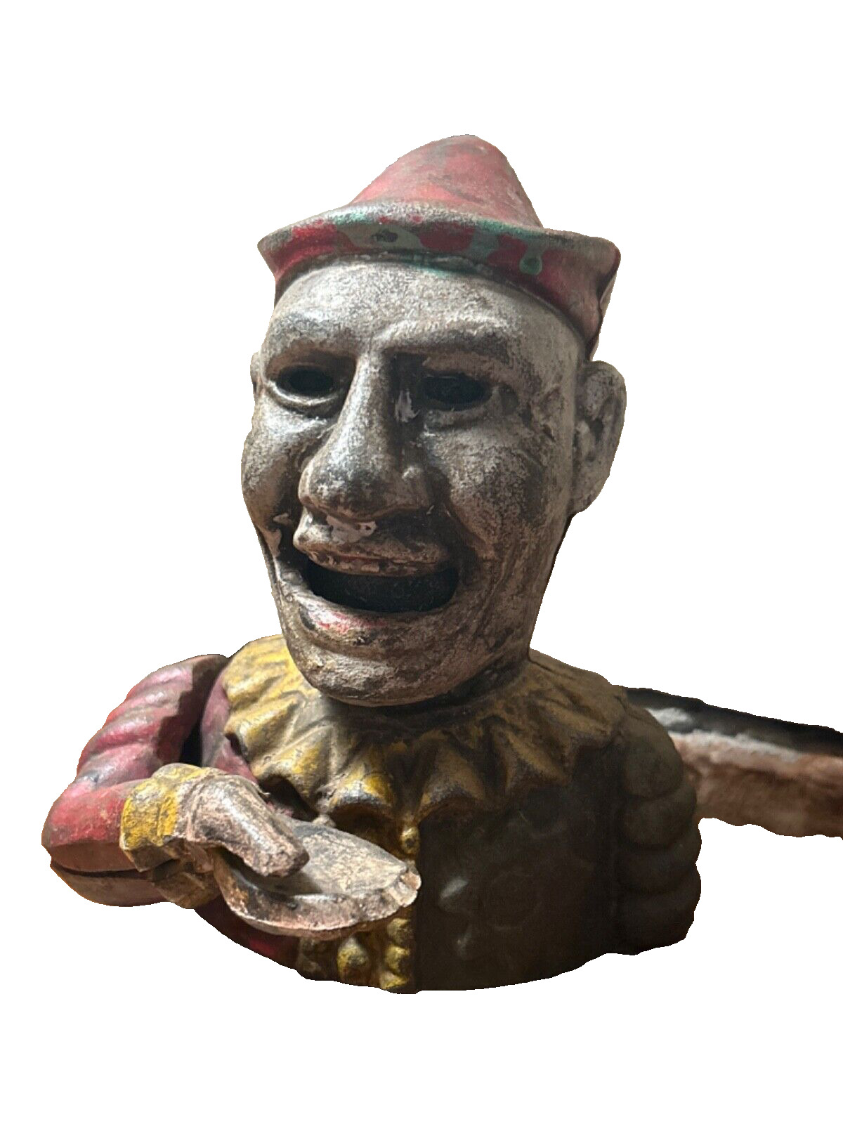 Early 1900s Humpty Dumpty Circus Clown Cast Iron Mechanical Bank Vintage Antique