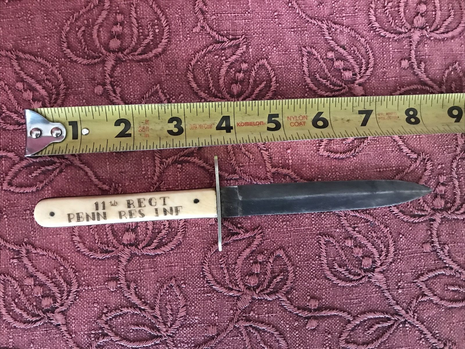Civil War Era Manhattan Cutlery dagger w/sheath Engraved 11th REGT PENN RES INF