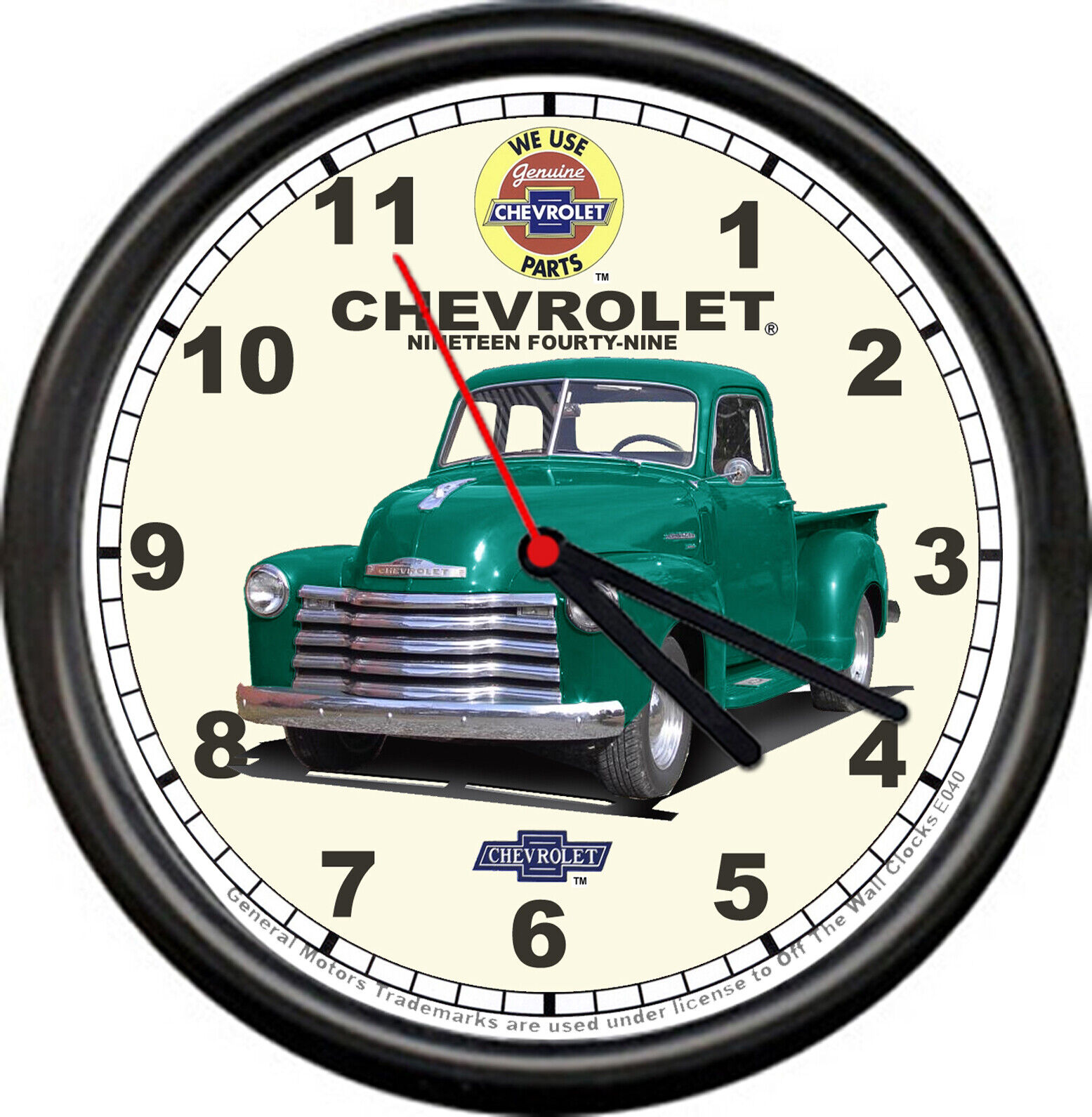 Licensed 1949 Chevy Pickup Truck Grn Vintage Chevrolet General Motors Wall Clock