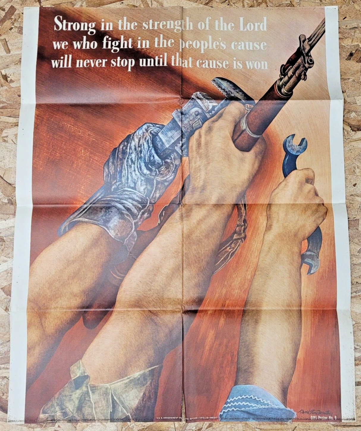 1942 Strong in the Strength of The Lord WW II Propaganda Poster - Original