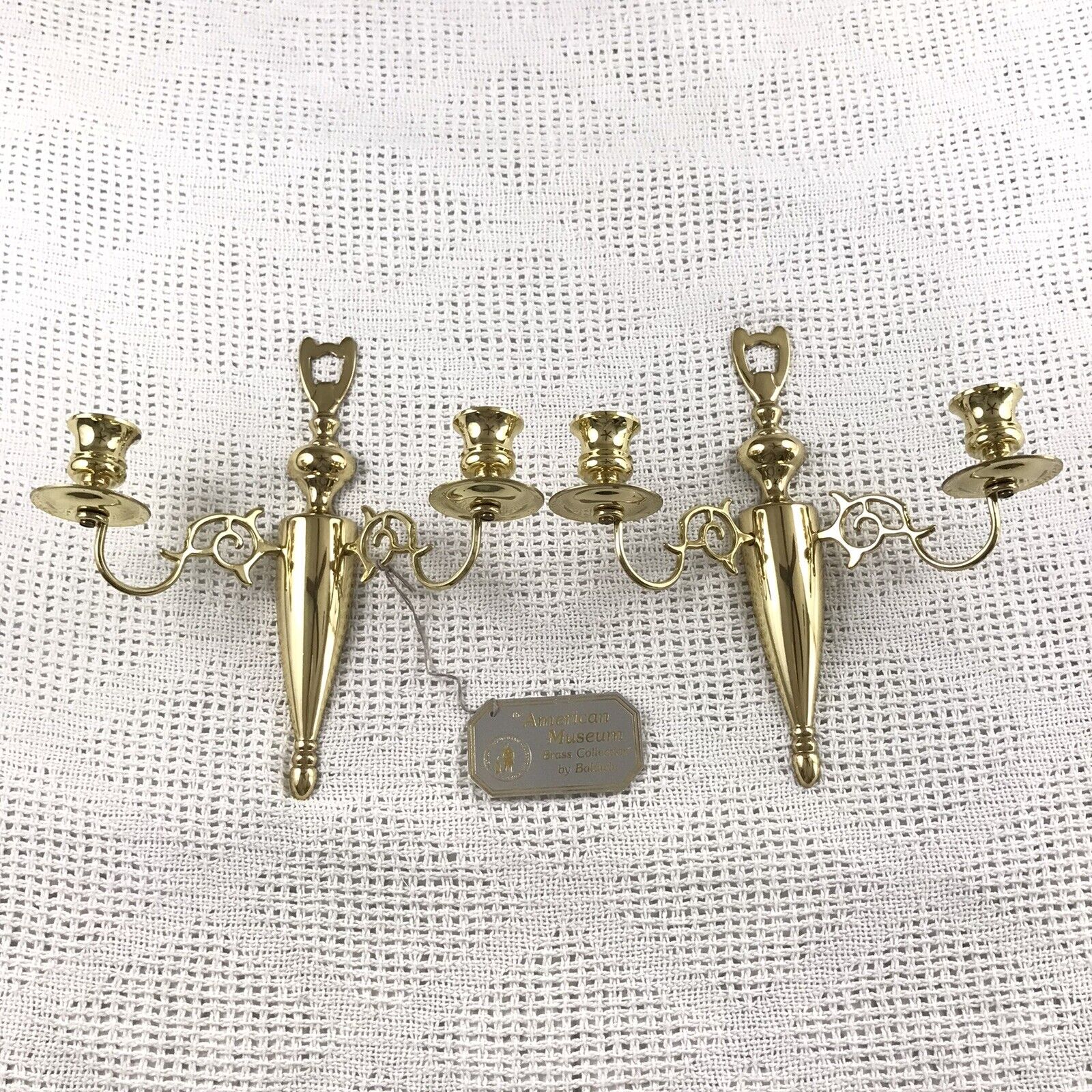 American Museum Brass Collection by Baldwin Pair of Candle Sconces Early Am NEW