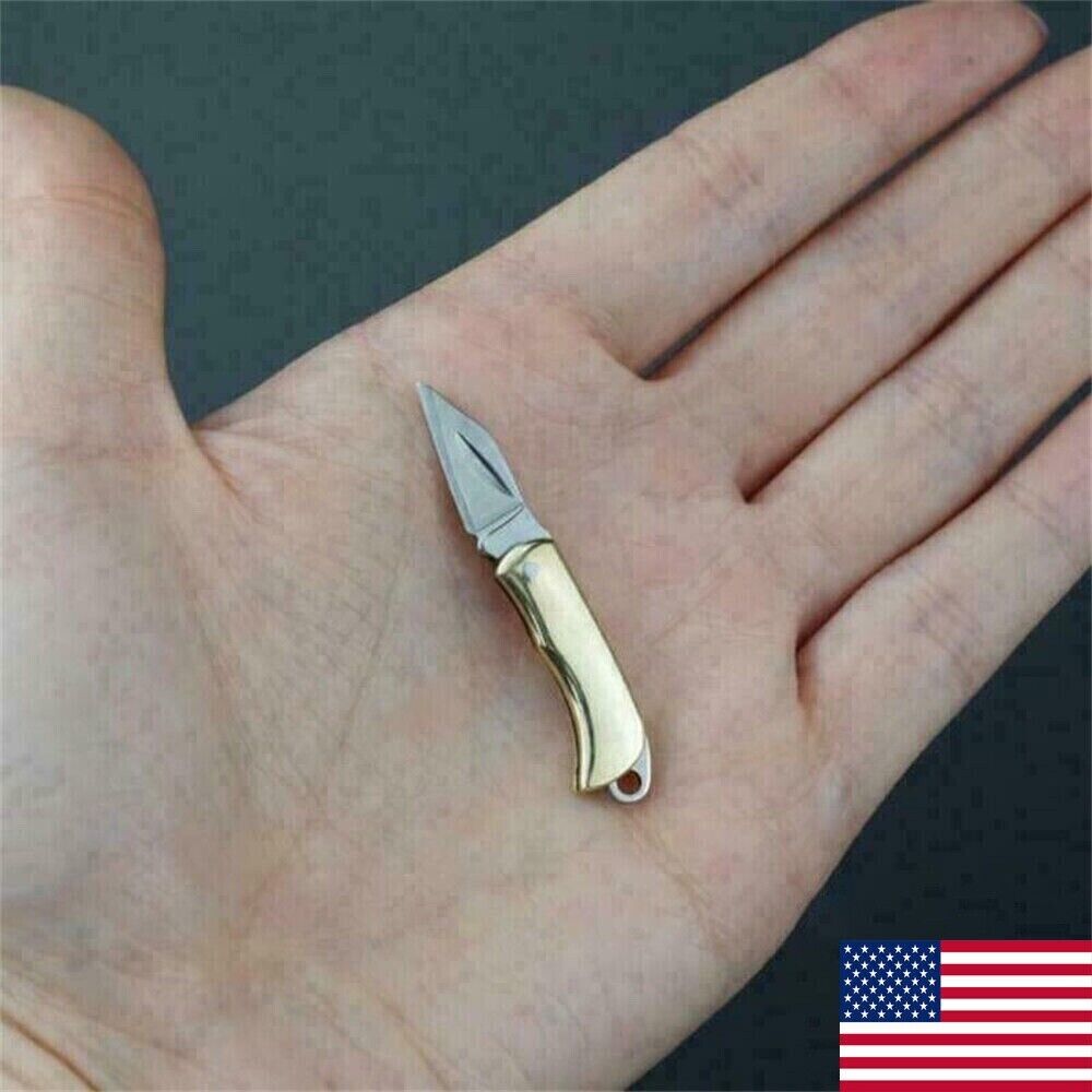 Mini Stainless-Steel Folding Pocket Knife Small Keychain Blade Outdoor Survival