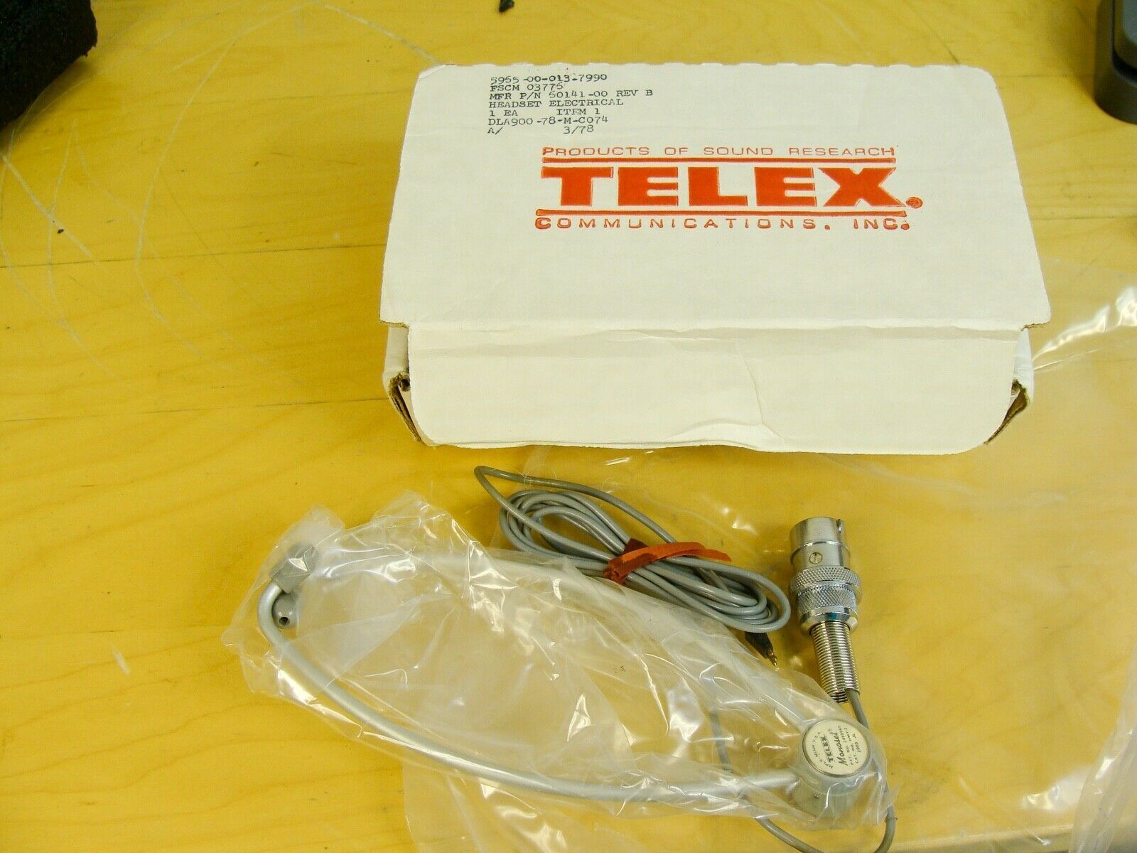 Telex Headset Electrical For Military NSN 5965-00-013-7990 P/N 50141-00 Rev B