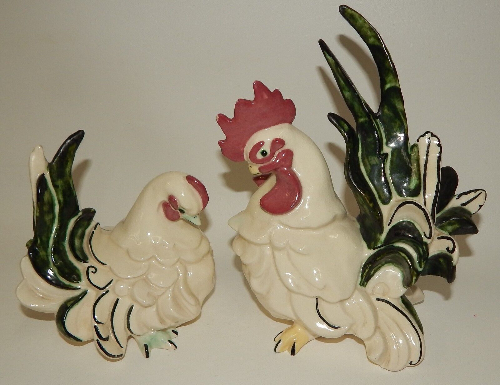Vintage Kay Finch California Signed Hen & Rooster Figurines