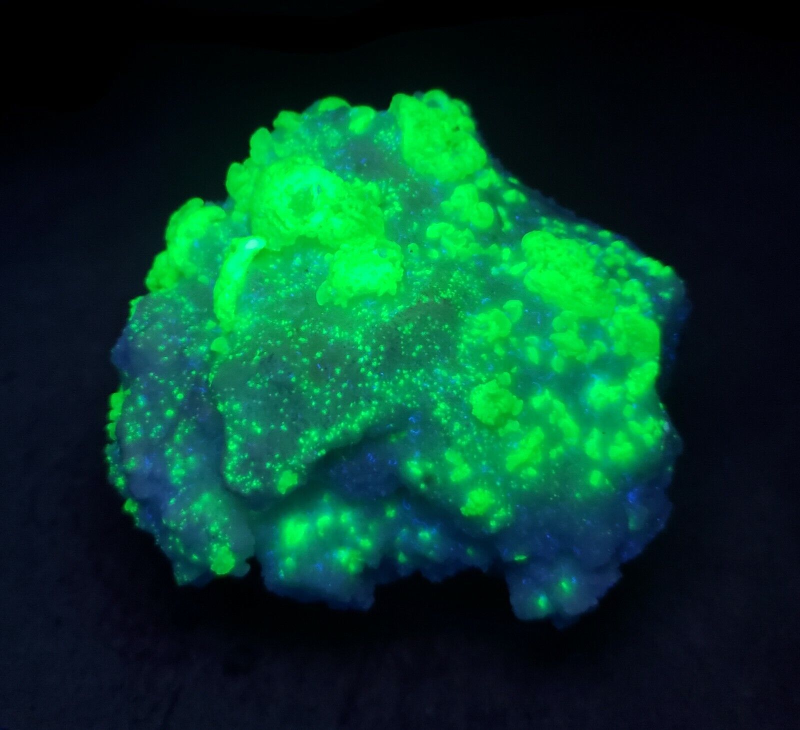 ***SUPERB-Rare Large Fluorescent Adamite crystals on matrix, mine Mexico***