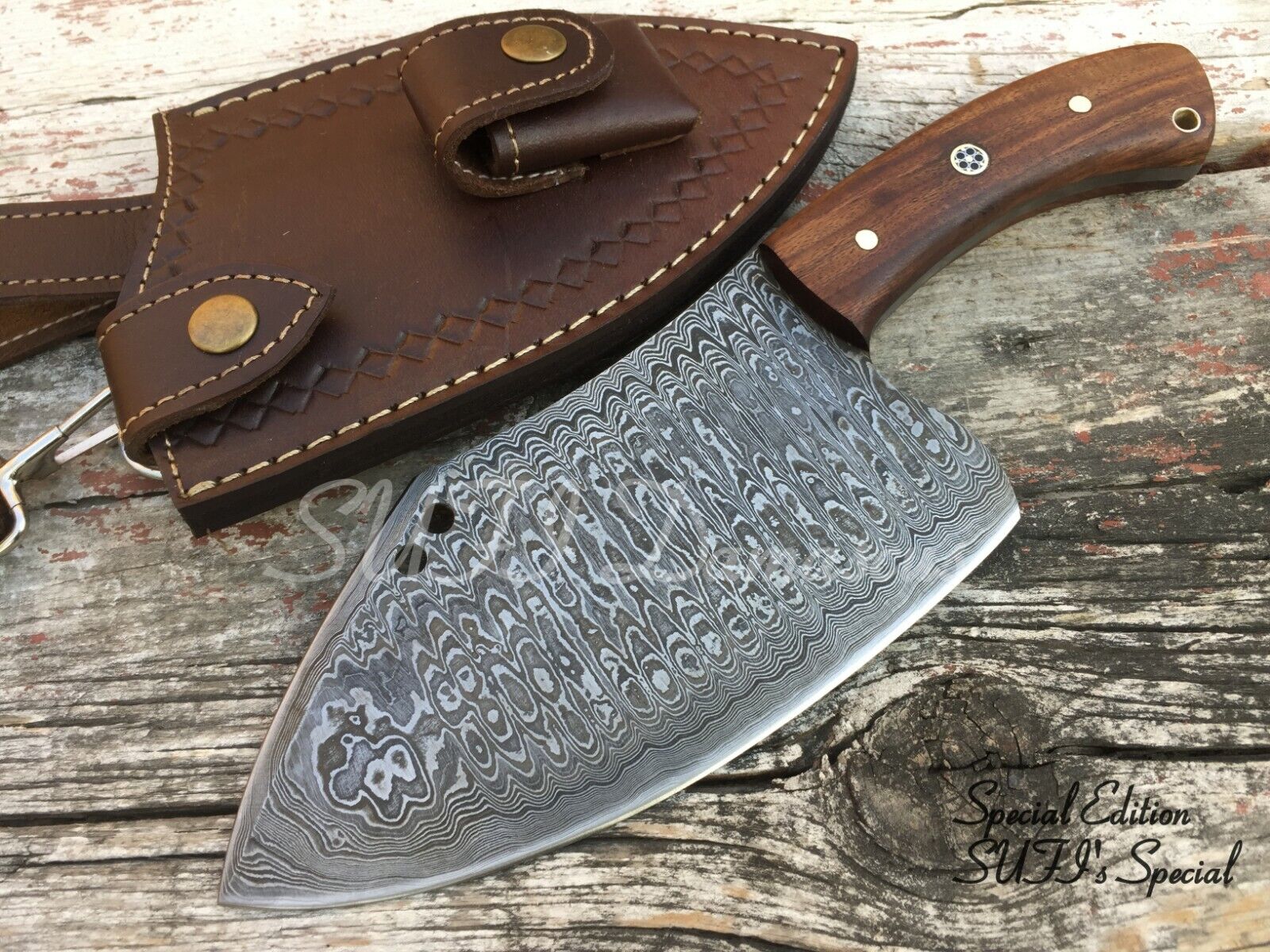 Custom Handmade Damascus Steel Professional Chef Knife,Meat Cleaver, Axe, 022