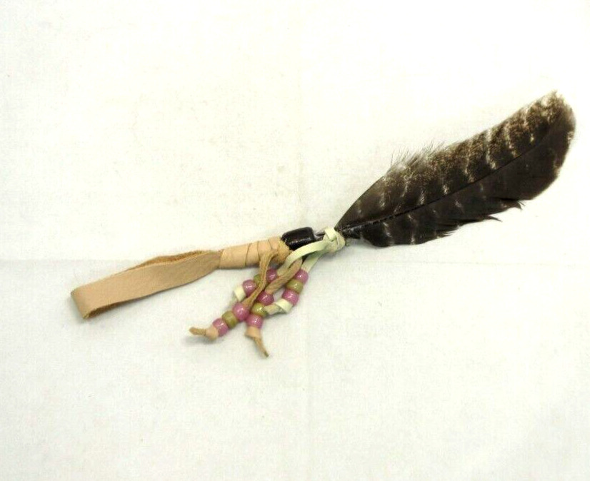 Small Native American Prayer Feather, Cherokee Prayer Feather, Pink, COA,# 750