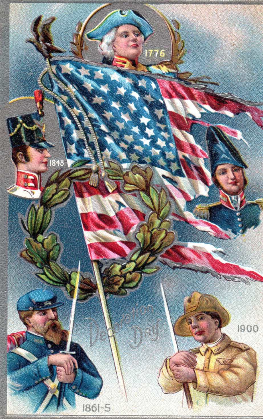 GAR Decoration Day Soldiers American Flag Grand Army Patriotic Postcard