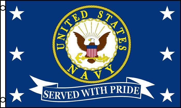 US Navy Served With Pride Flag 3x5 ft USN Vet Veteran Retired United States Navy