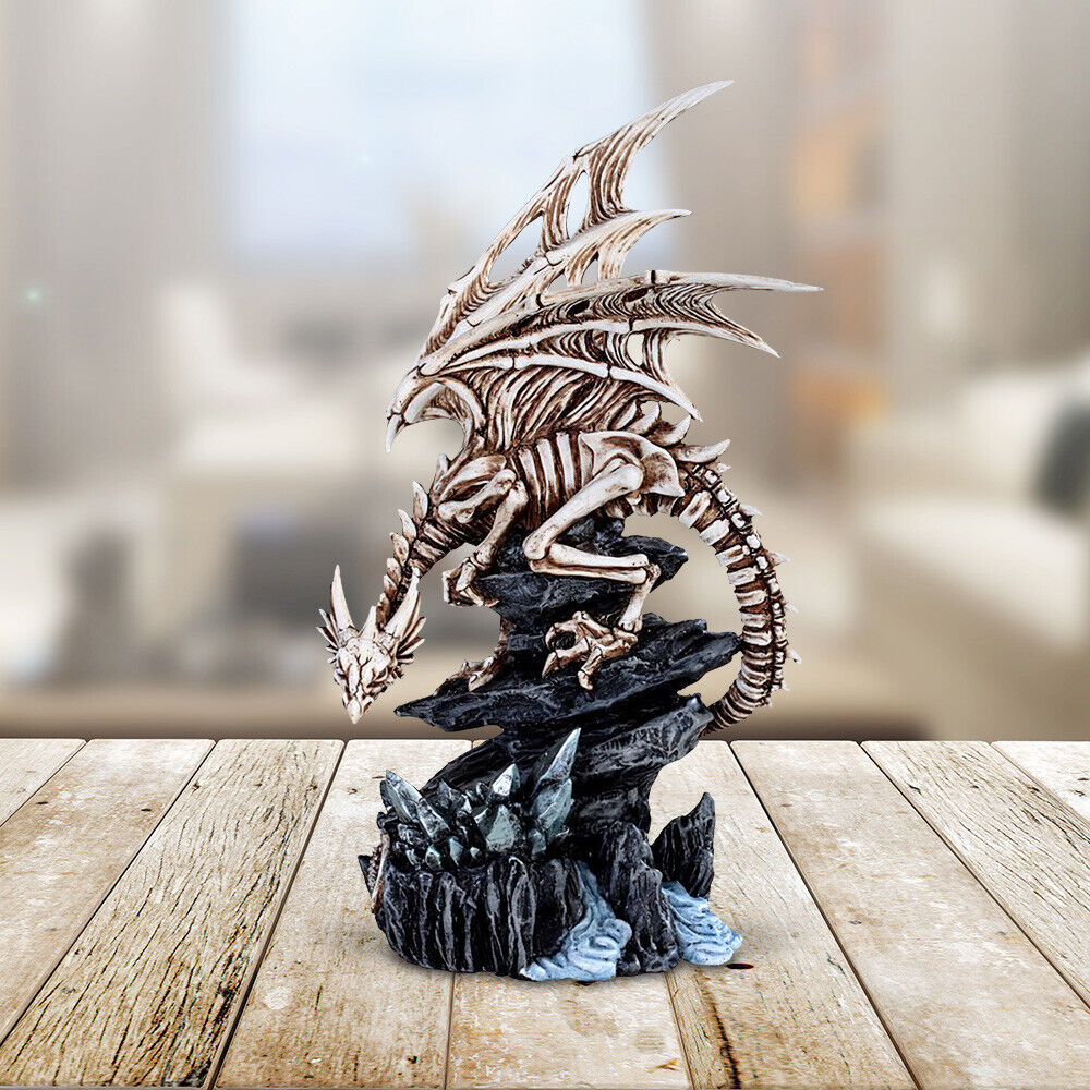 Stone Mountain Dominated by Skeleton Dragon Statue 10.5\