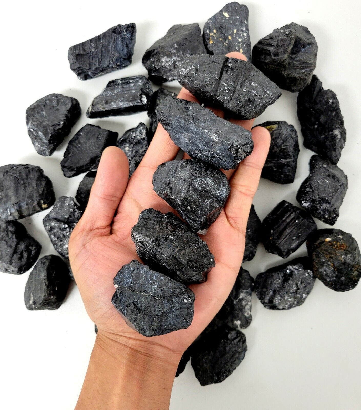Black Tourmaline Crystals - Large Chunks Rough Stones Bulk Raw Healing Crystals