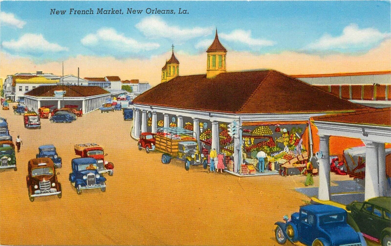 New French Market New Orleans Louisiana LA old cars Postcard