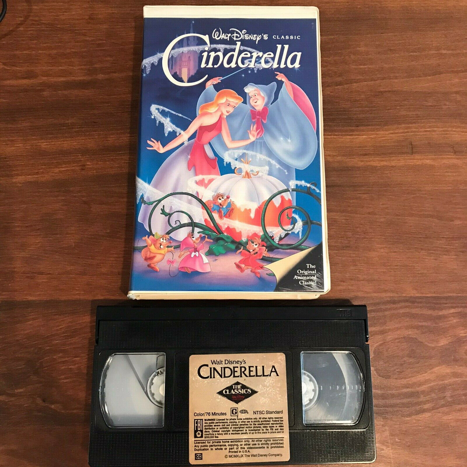 Vintage Disney Cinderella VHS Black Diamond 1988 #410-1 Cinderella Movie