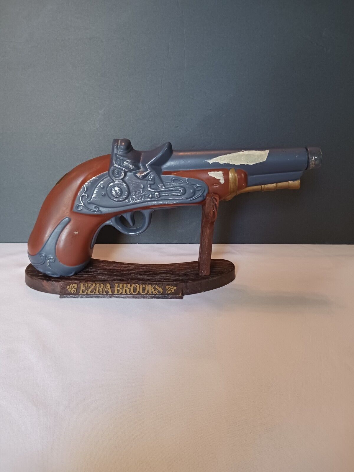 Vintage 60’s Ceramic Musket Gun EZRA BROOKS Empty Whiskey Pistol Decanter