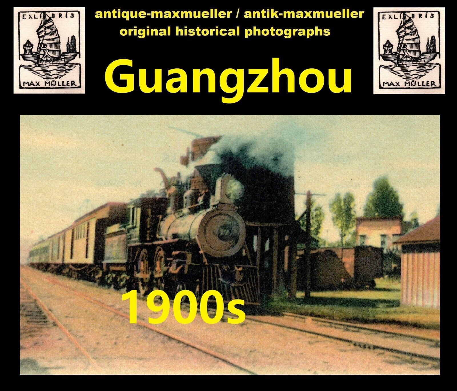 China Guangzhou Kowloon - Canton Railway  by Sternberg original  Postcard 1900s