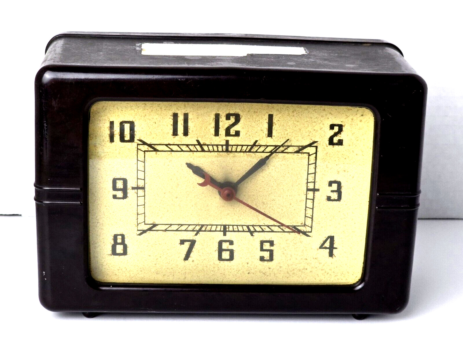 Vintage Lackner Art Deco Bakelite Table Top Electric Clock Working