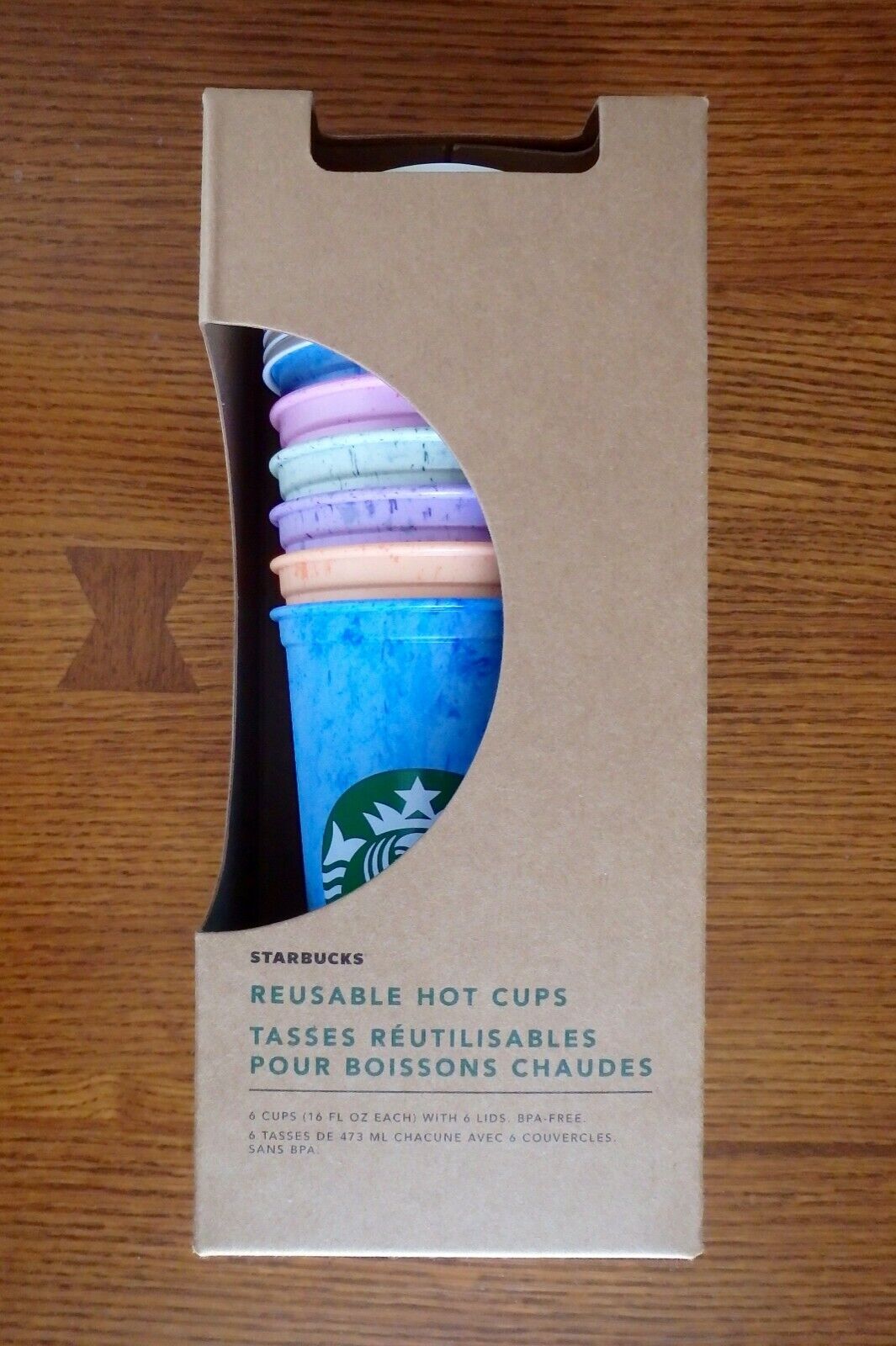 New Starbucks Reusable Hot Cups 6 Pack Lids Limited Edition NOT Color Changing