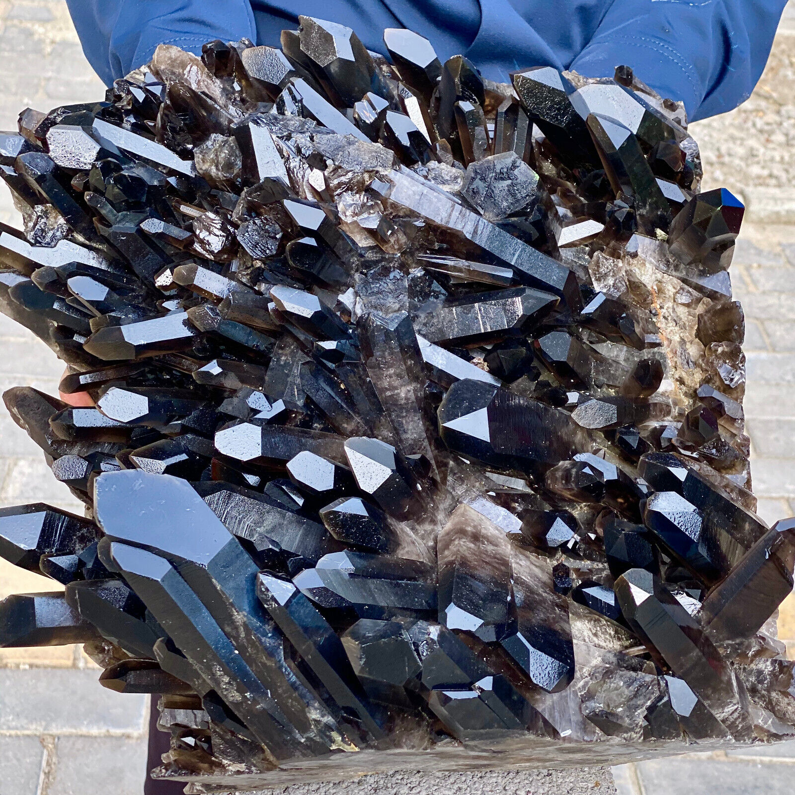 44.17LB Natural Beautiful Black Quartz Crystal Cluster Mineral Specimen. 