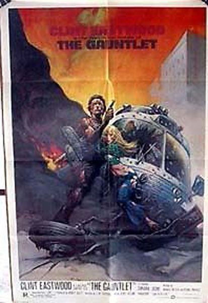 Original 1977 GAUNTLET Movie Poster-FRAZETTA Art-Clint Eastwood-Folded(MHPO-033)