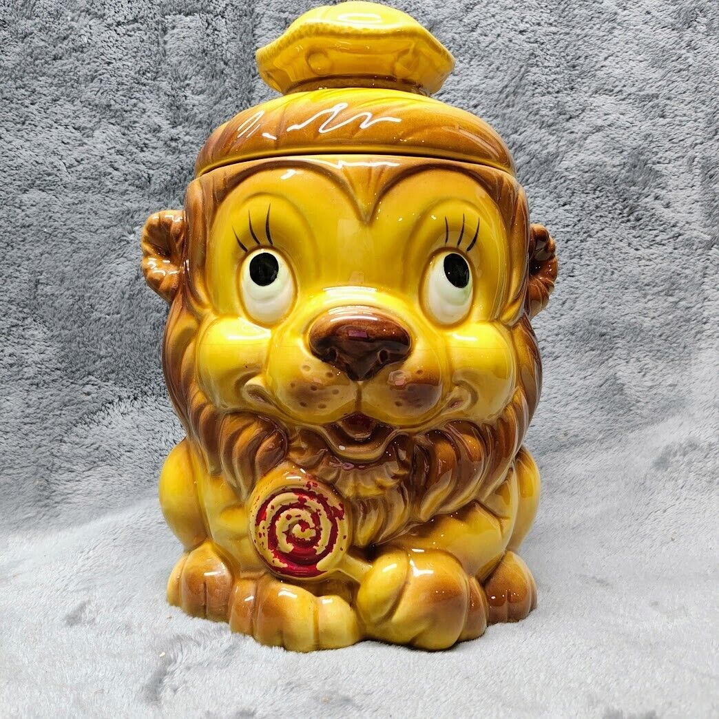 Vintage Lion King Cookie Jar, Red Lollipop Crown Japan