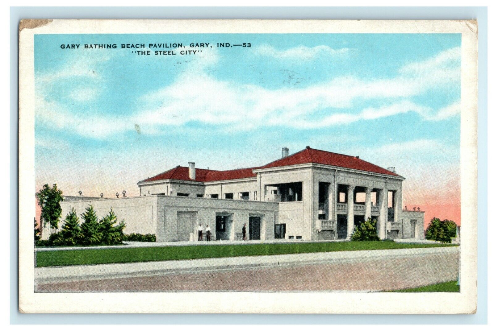 1936 Gary Bathing Beach Pavilion Indiana IN Steel City Posted Postcard