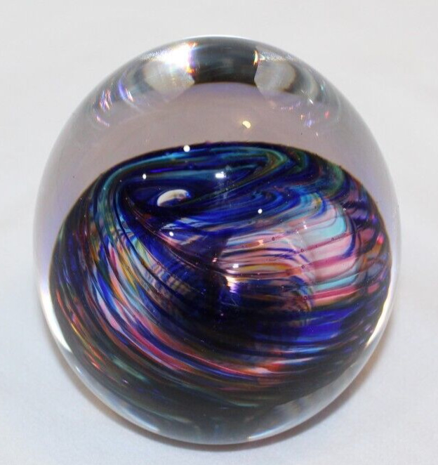 Large Oval shaped paperweight with signature and date on bottom