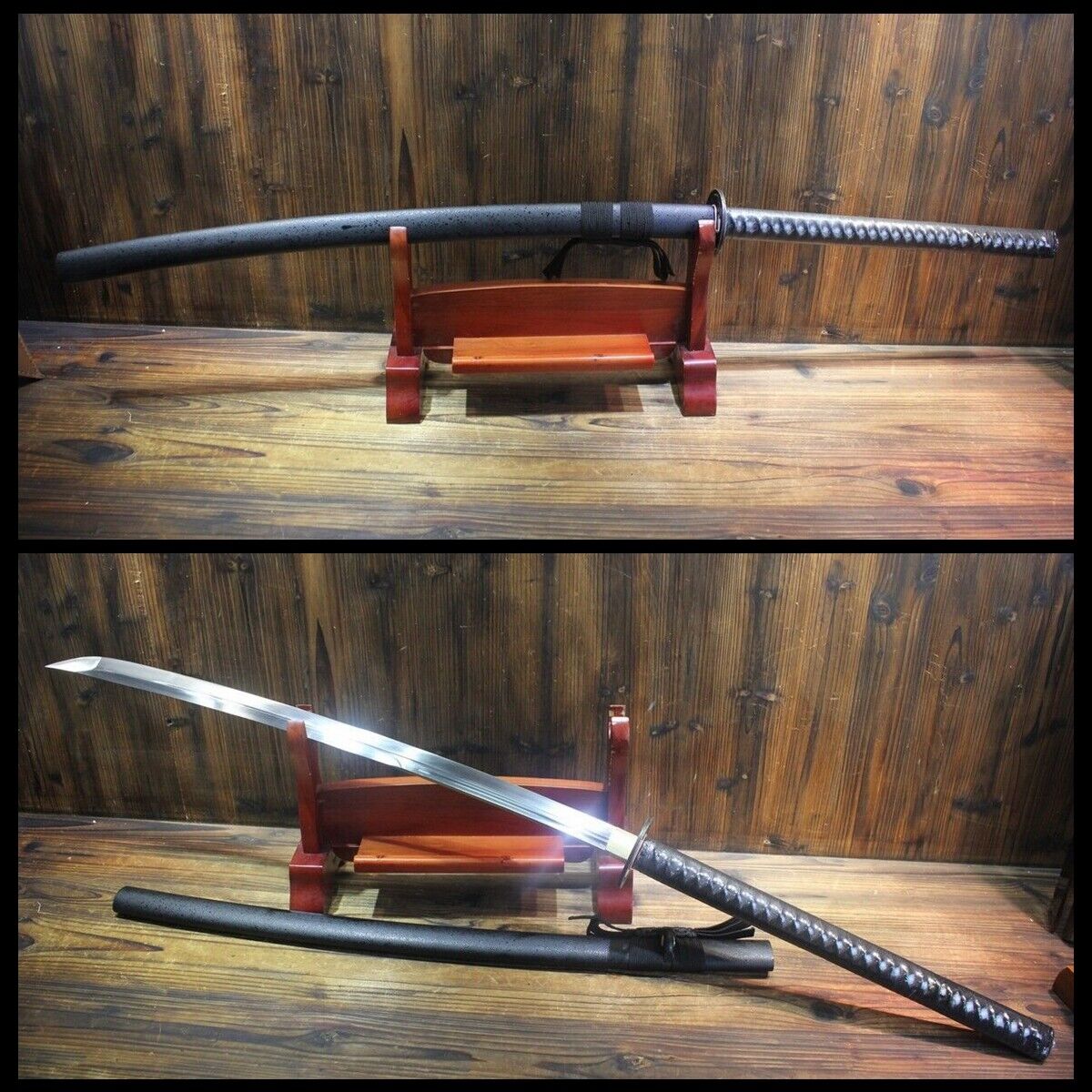 Japanese Hand Forged Nagamaki Black Samurai Sword Naginata Full Tang Sharp Blade