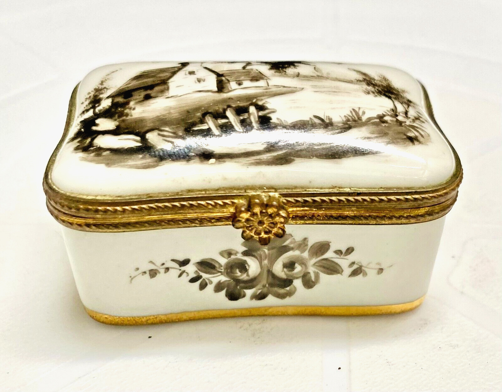 BEAUTY FRENCH LE TALLEC PARIS JEWELRY BOX CHINESE INK HAND PAINTED FIELD VIEW Ex