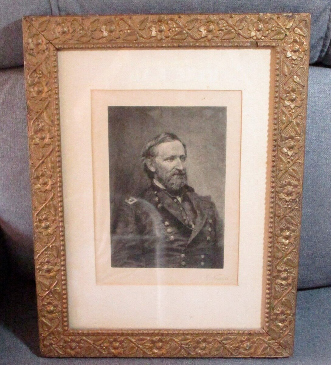 Framed Original Engraving of Civil War General William Rosecrans  ARTIST SIGNED