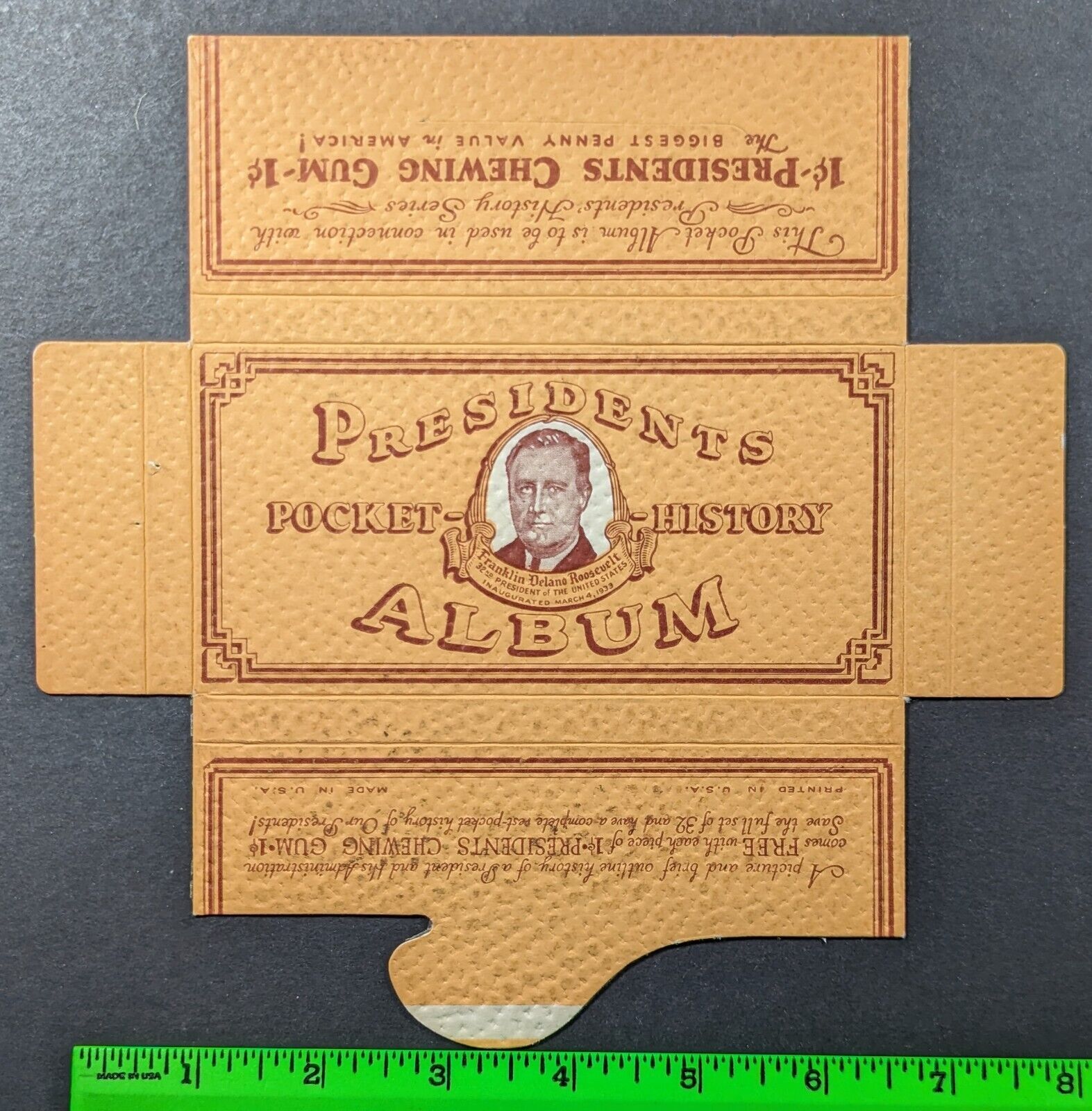 Vintage 1933 Presidents Play Bucks Dietz R118 Gum Box 