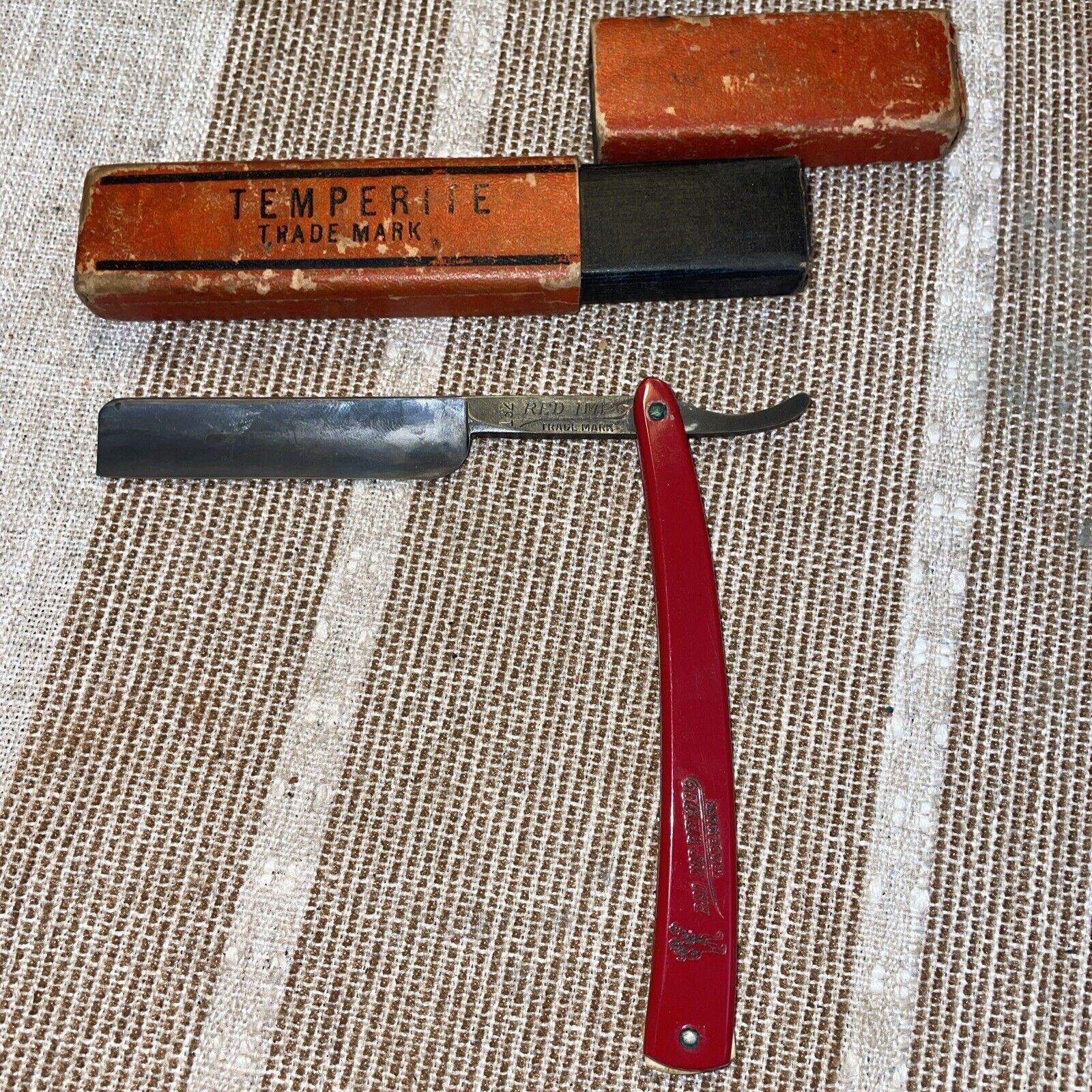 Vintage Case Red Imp #132 mm Straight Razor Made in U.S.A. by Case Very Good