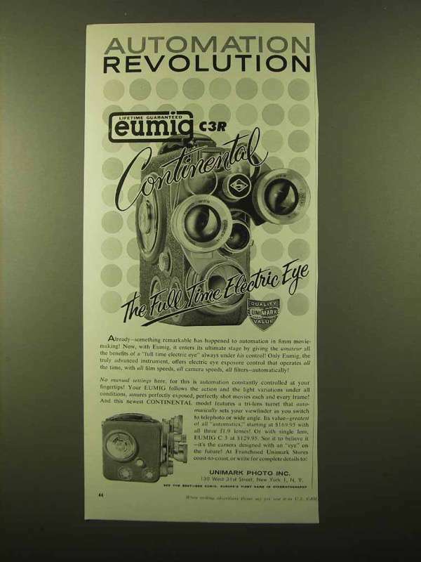 1958 Eumig C3R Movie Camera Ad - Revolution