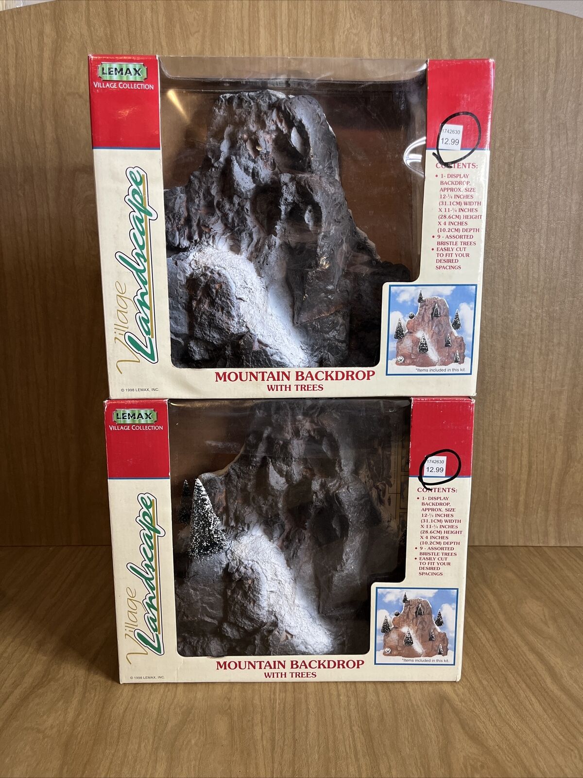 Lot Of 2 Lemax Village Landscape  Mountain Backdrop With Trees 1998 Vintage
