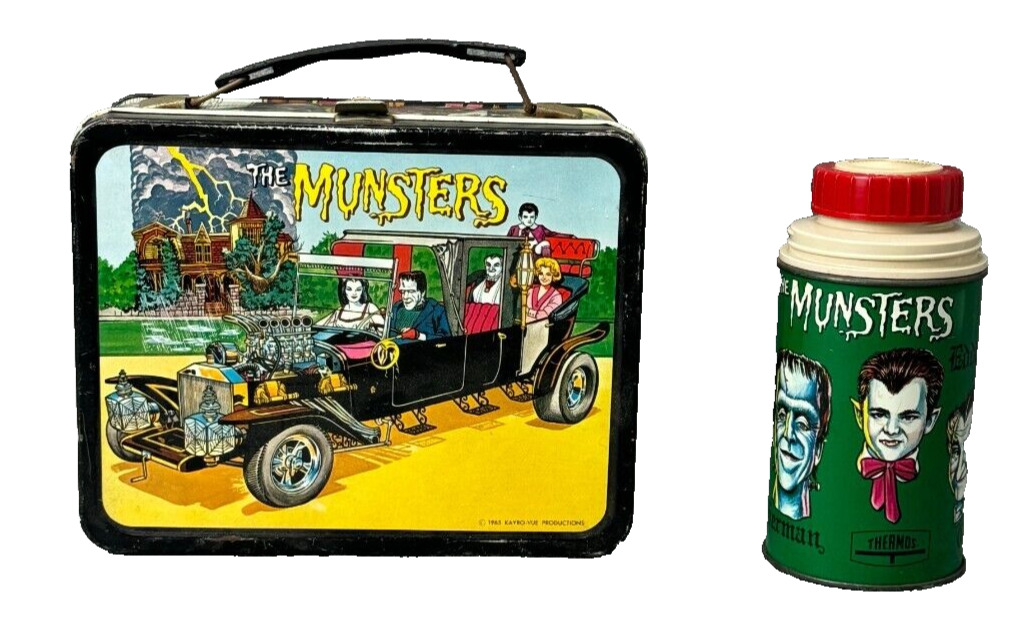 Vintage The Munsters 1965 Metal Lunchbox with Thermos