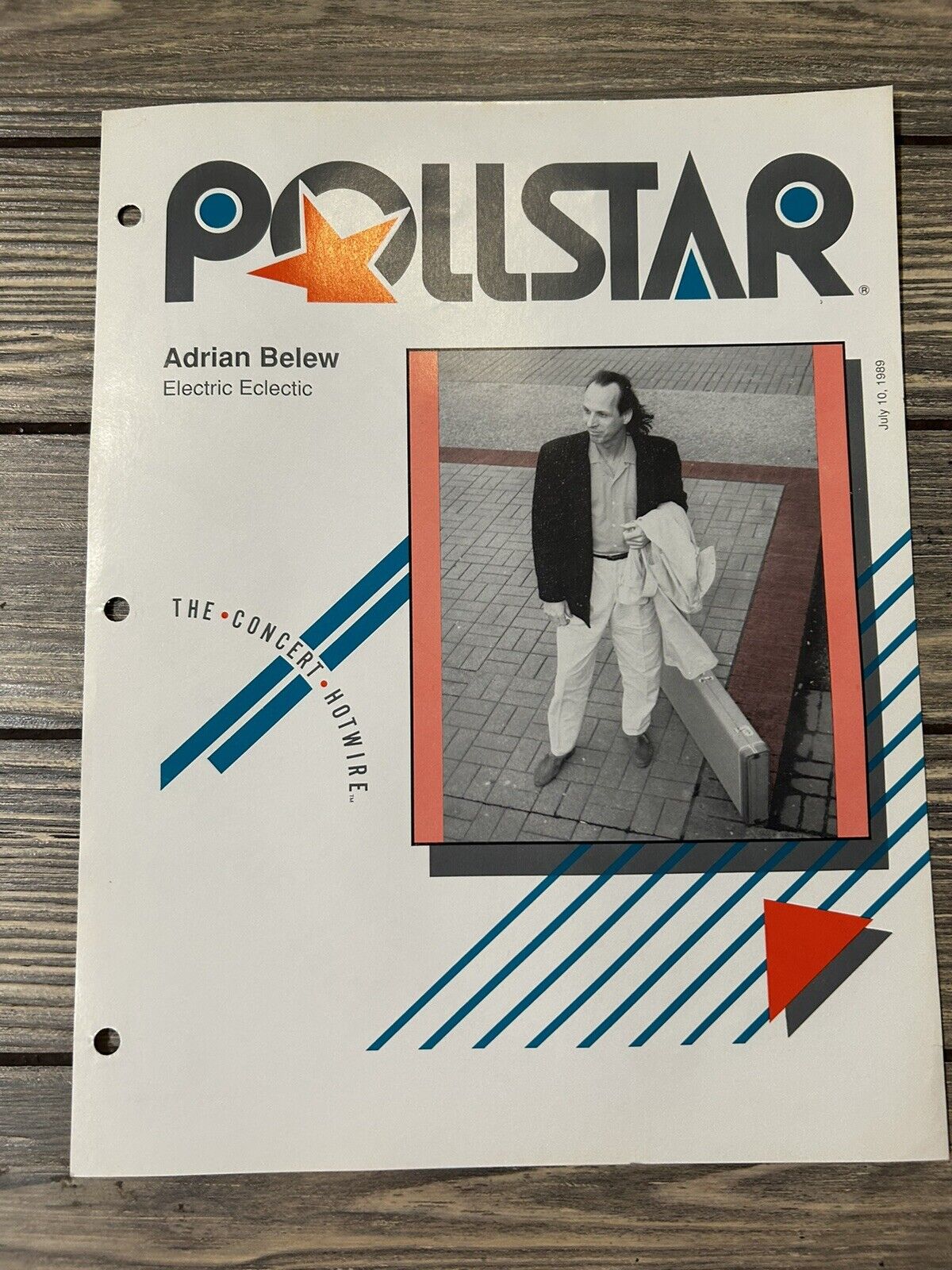 Vintage July 10 1989 Poll Star Adrian Belew Electric Eclectic Paper