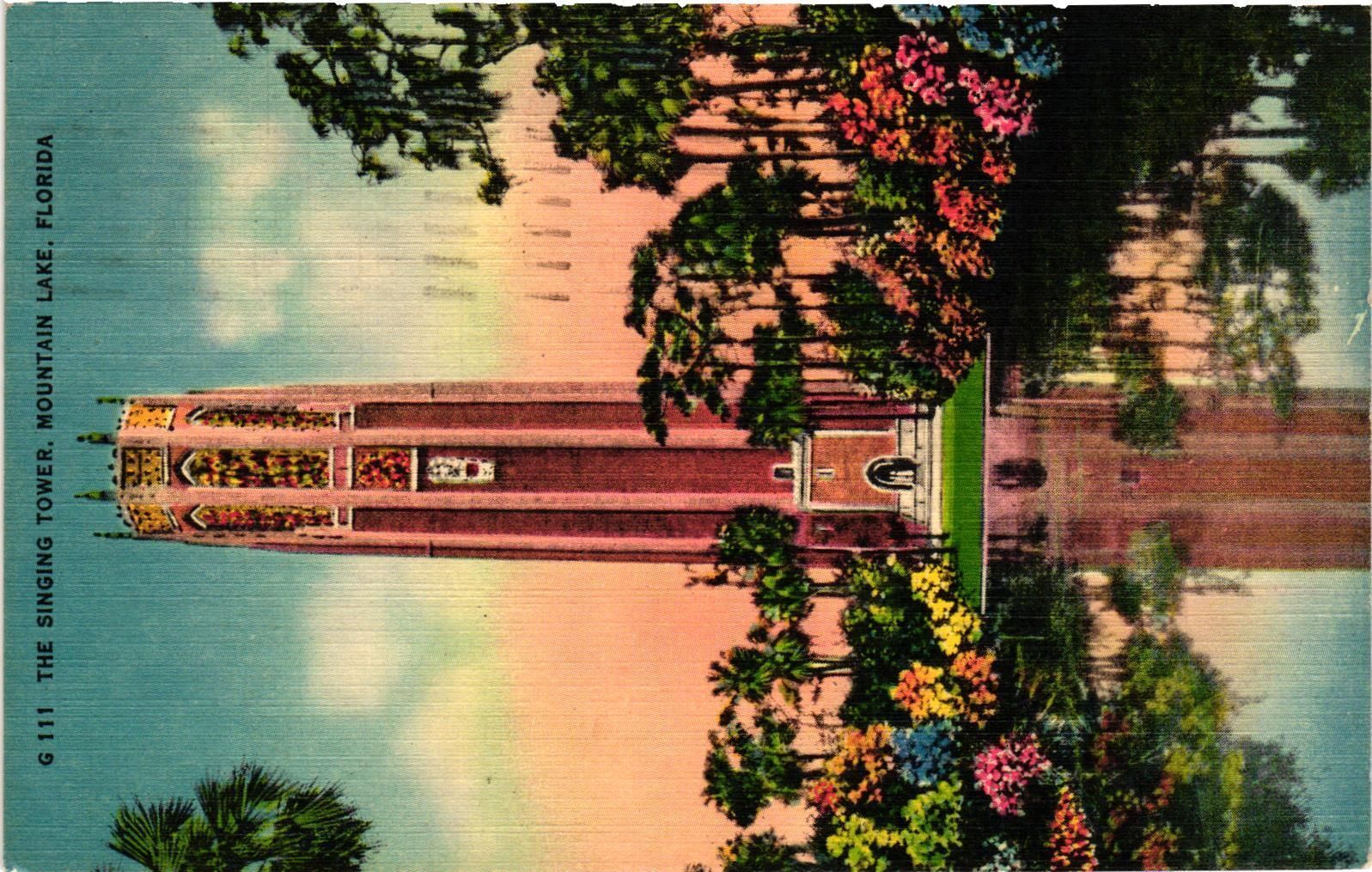 VTG Postcard- G111. The Singing Tower, Mountain Lake, Florida. Posted 1951
