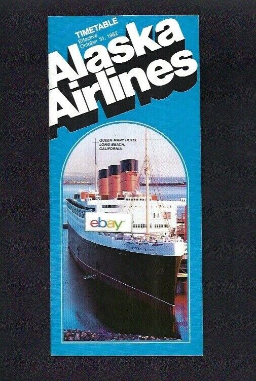 ALASKA AIRLINES & HORIZON AIR SYSTEM TIMETABLE 10-31-82 QUEEN MARK LGB COVER 