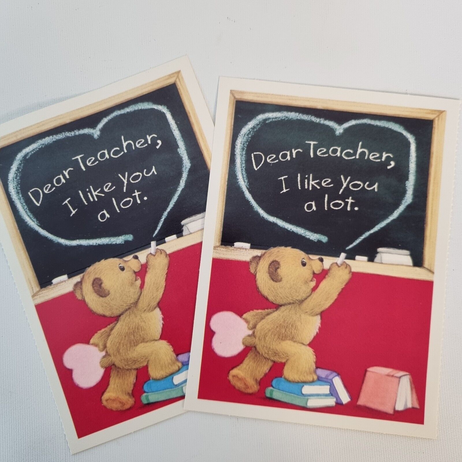 Lot 2 VTG Valentine\'s Day Card BLANK Kids Bears School American Greating Teacher