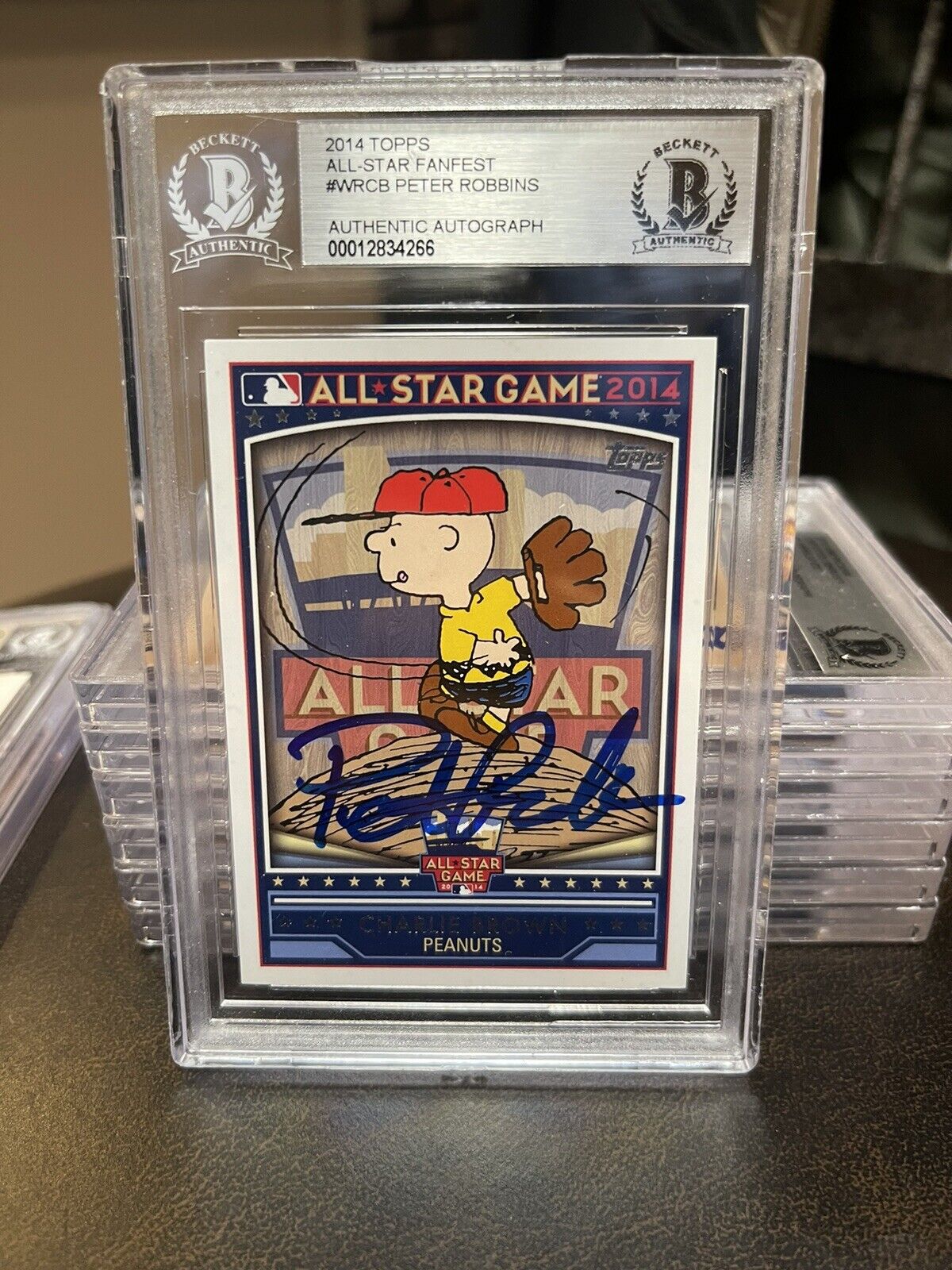 Peter Robbins Signed 2014 Topps All Star Fanfest Charlie Brown Beckett Encased