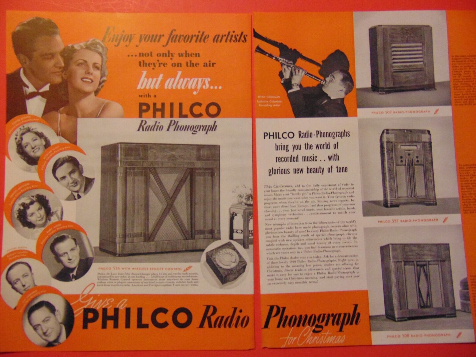 1939 PHILCO RADIO PHONOGRAPH photo art print ad