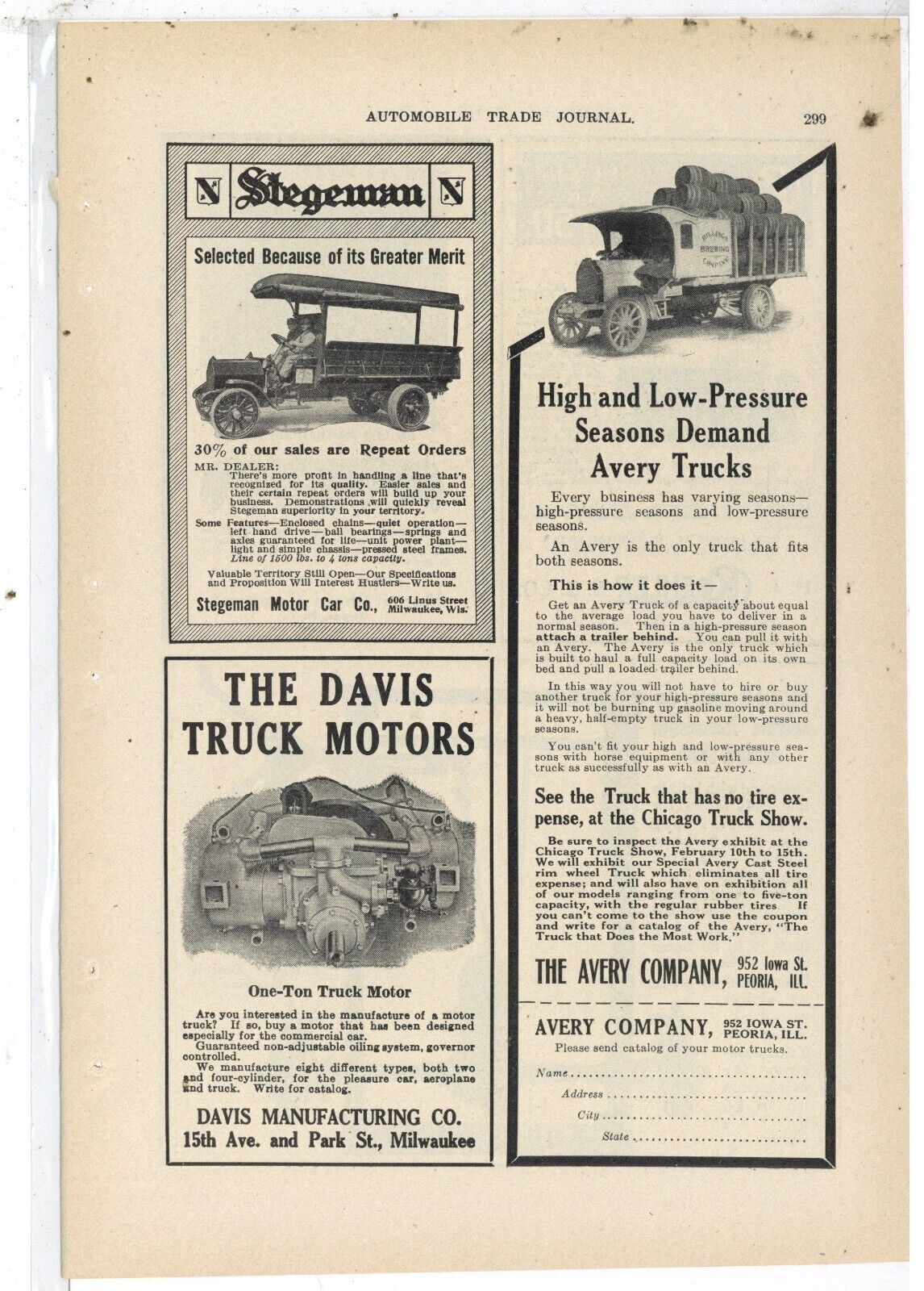 1913  Avery Motor Trucks of Peoria, Illinois - Billings Brewing Truck, Montana