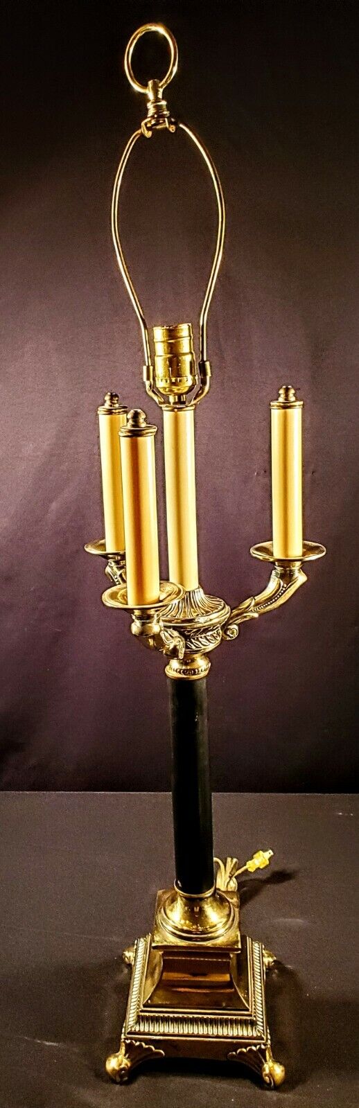 Baccarat-style 37 Inch Hollywood Regency Electric Scrolled Brass Candelaria Lamp
